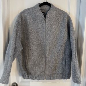 Zara Light Gray Textured Zip Jacket